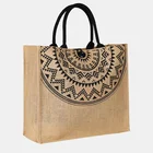 Wholesale promotion jute hemp grocery hasp shopping bag large burlap beach tote bag with cotton webbing handle