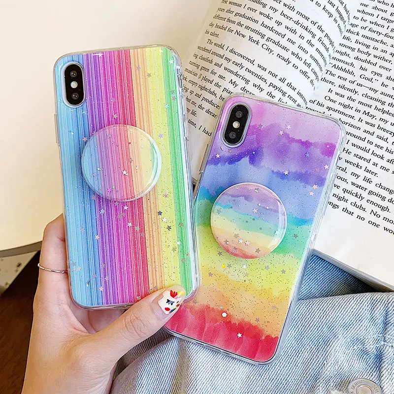 Glitter Rainbow Phone Case For iPhone XR XS Max X 11 11Pro 6 6S 7 8 Plus Candy Color Stand Holder TPU Full Body Cover
Glitter Rainbow Phone Case For iPhone XR XS Max X 11 11Pro 6 6S 7 8 Plus Candy Color Stand Holder TPU Full Body Cover