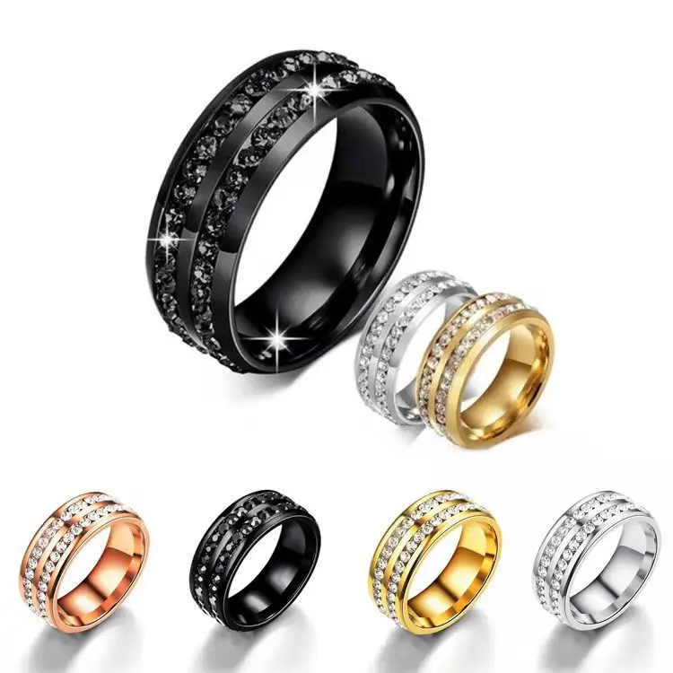 Wholesale DIY laser logo ring crystal rhinestone stainless steel couple ring for gift
Wholesale DIY laser logo ring crystal rhinestone stainless steel couple ring for gift