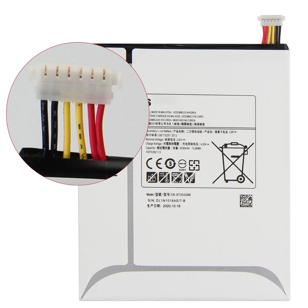 OEM Tablet Battery EB-BT355ABE For Samsung GALAXY Tab5 A 8.0 T355 T350 P355 SM-P350 replacement Battery 4200mAh
OEM Tablet Battery EB-BT355ABE For Samsung GALAXY Tab5 A 8.0 T355 T350 P355 SM-P350 replacement Battery 4200mAh