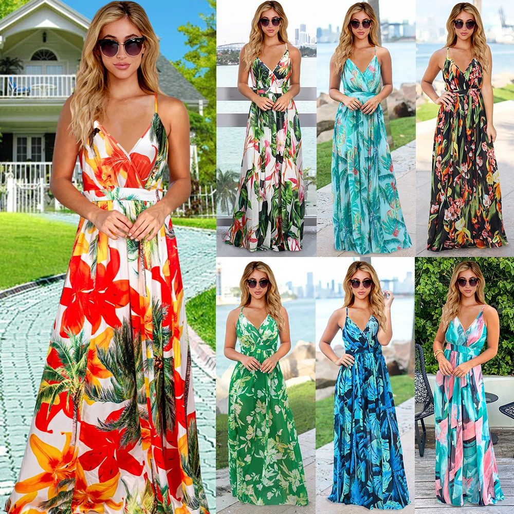Hot new elegant Bohemian plus size sling Broken flower floral long skirt casual women clothing dress 
Hot new elegant Bohemian plus size sling Broken flower floral long skirt casual women clothing dress