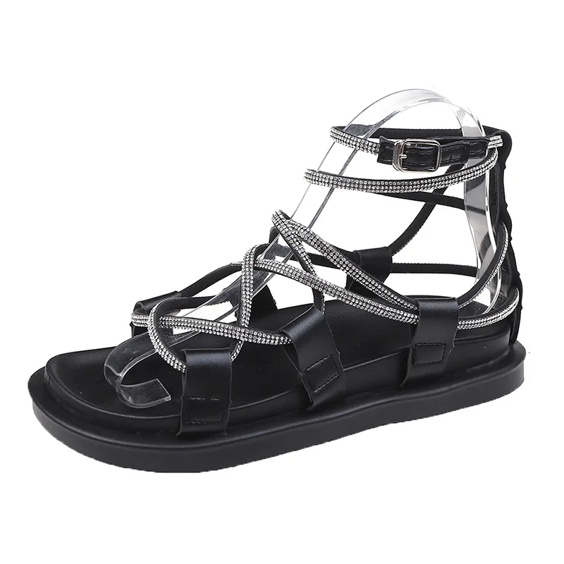 Summer Campus Sweet Beauty Girls Roman Sandals Solid Color Open Toe Hollow Rhinestone Cross Straps Women Flat Sandals
Summer Campus Sweet Beauty Girls Roman Sandals Solid Color Open Toe Hollow Rhinestone Cross Straps Women Flat Sandals