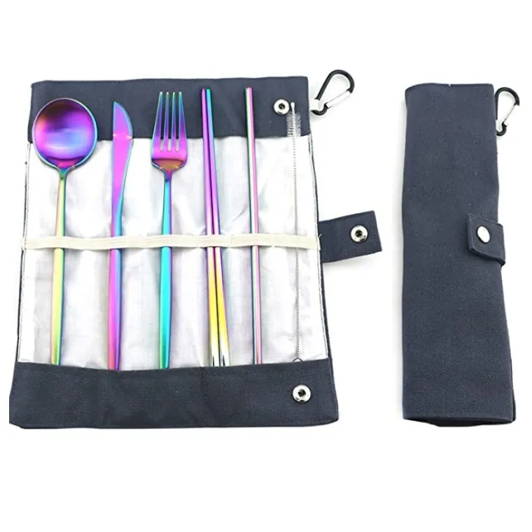 Travel metal cutlery set with portable pouch stainless steel flatware A variety of colors and shape are available, Black,white,gold,rose gold,red,green.ect
Travel metal cutlery set with portable pouch stainless steel flatware A variety of colors and shape are available, Black,white,gold,rose gold,red,green.ect