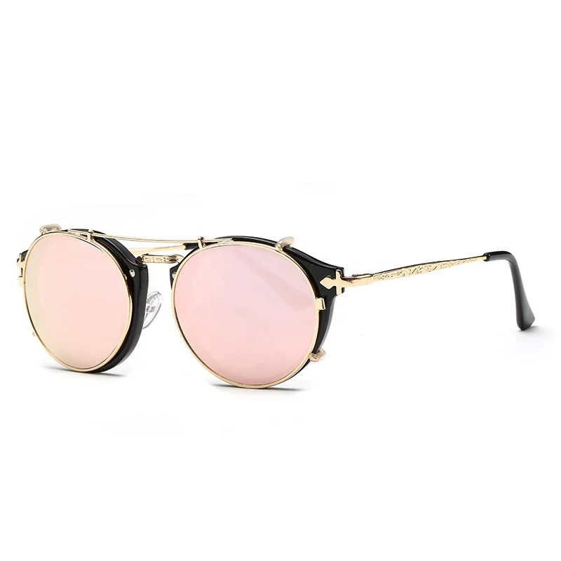 New fashion personality Vintage round steampunk flip up 80s retro sunglasses for men and women
New fashion personality Vintage round steampunk flip up 80s retro sunglasses for men and women