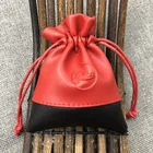 Stitching Sunglasses Pouch Bag Leather And Velvet With Printed
