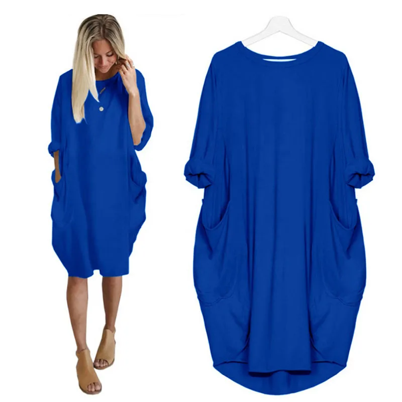 Women Solid Color Casual Loose t shirt Dress Oversized Baggy Pocket Pullover Dresses, White, black
Women Solid Color Casual Loose t shirt Dress Oversized Baggy Pocket Pullover Dresses, White, black
