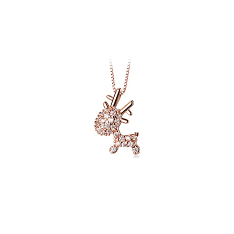 high quality 925 sterling silver rose gold cute animal elk diamond zircon crystal pendant necklace for girls christmas gift
high quality 925 sterling silver rose gold cute animal elk diamond zircon crystal pendant necklace for girls christmas gift