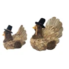 Indoor Natural Material Handmade Fall Christmas Stage Decoration Craft Grass Turkey w/Hat S/2