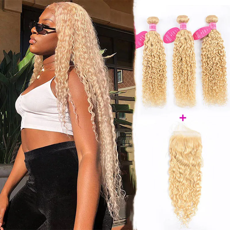 Wholesale 100% virgin brazilian hair 613 blonde water wave human hair extensions for black women
Wholesale 100% virgin brazilian hair 613 blonde water wave human hair extensions for black women