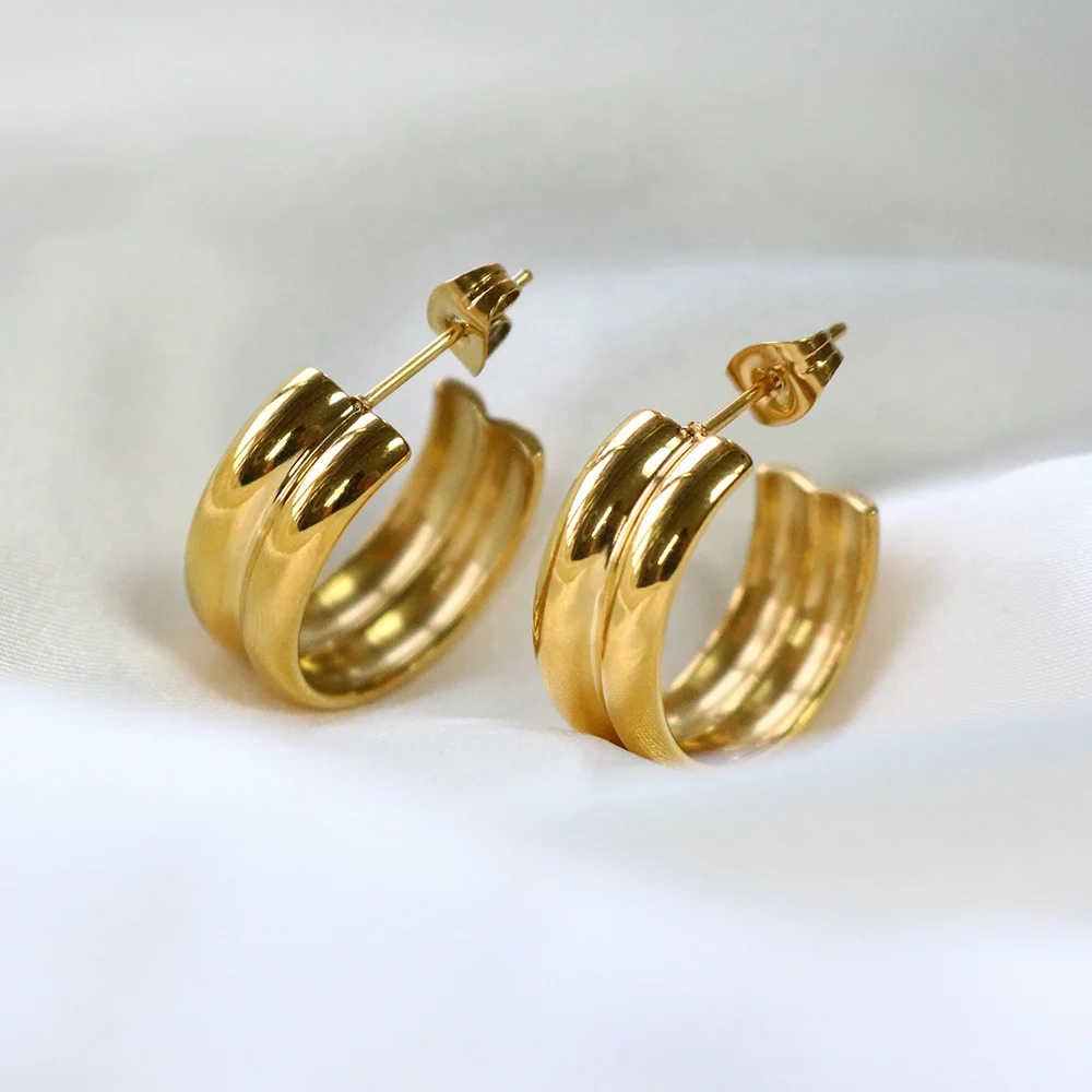 Trendy Stainless Steel Jewelry Gold Thick Hoop Earring, Wide Dome Hoop Earring Open C Double Dome Hoop Earring, Gold/silver/rose gold/black
Trendy Stainless Steel Jewelry Gold Thick Hoop Earring, Wide Dome Hoop Earring Open C Double Dome Hoop Earring, Gold/silver/rose gold/black