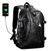 30% off Drop shipping rucksack 2019 hotsale USB charging Pu leather laptop backpack with earphone hole for man and boy