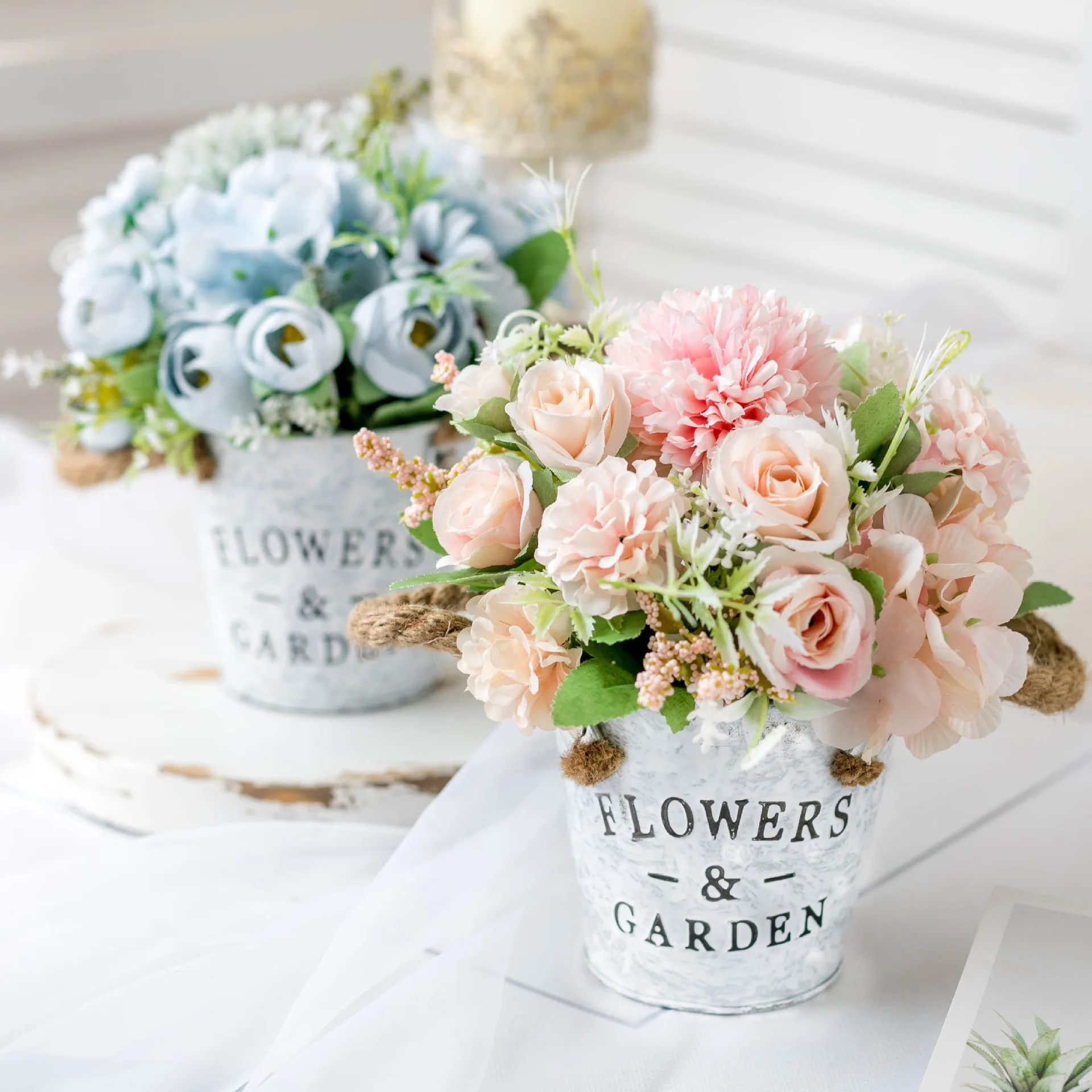 1 Set flower + vase artificial flowers with iron bucket farmhouse style table accessories Christmas wedding decoration for home
1 Set flower + vase artificial flowers with iron bucket farmhouse style table accessories Christmas wedding decoration for home
