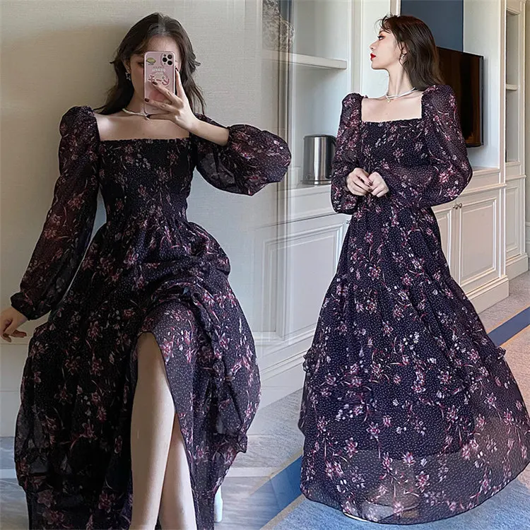 2021 latest design french Vintage autumn women long sleeve flower holiday casual long maxi chiffon dresses
2021 latest design french Vintage autumn women long sleeve flower holiday casual long maxi chiffon dresses
