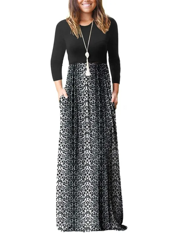 Women's Long Sleeve Round Neck Loose Plain Floral Empire Waist Pleated Maxi Casual Long Dresses with Pockets
Women's Long Sleeve Round Neck Loose Plain Floral Empire Waist Pleated Maxi Casual Long Dresses with Pockets