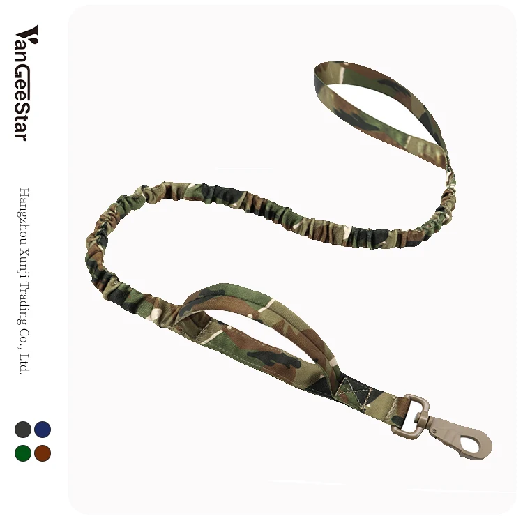 

2022 wholesale fashon camouflage Shock Absorbing Bungee Double Dual Swivel No Tangle Walking pet nylon Dog Leash leads