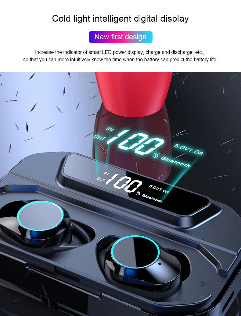 G02 TWS 5.0 Bluetooth 9D Stereo Earphone Wireless Earphones IPX7 Waterproof Earphones 3300mAh LED Smart Power Bank Phone Holder - ANKUX.COM