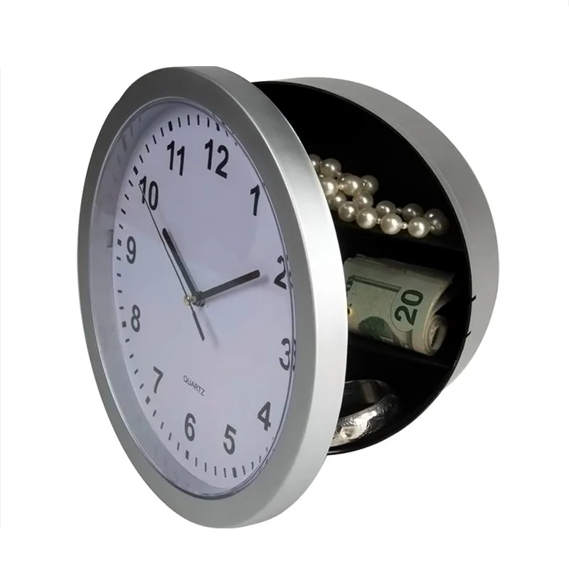 10 Inch Plastic Round Quartz Clock Hidden Personal Storage Space Wall Clock Safe, Silver
10 Inch Plastic Round Quartz Clock Hidden Personal Storage Space Wall Clock Safe, Silver