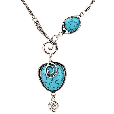 Hot Selling Amazon Bohemian Exotic Silver Plated Alloy Snails Heart Turquoise Pendant Necklace Natural Stone Silver Plated Chain, As picture
Hot Selling Amazon Bohemian Exotic Silver Plated Alloy Snails Heart Turquoise Pendant Necklace Natural Stone Silver Plated Chain, As picture