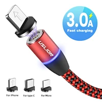 

USLION 3 In 1 Magnetic Fast Charging Cell Phone Micro Usb Data Cable