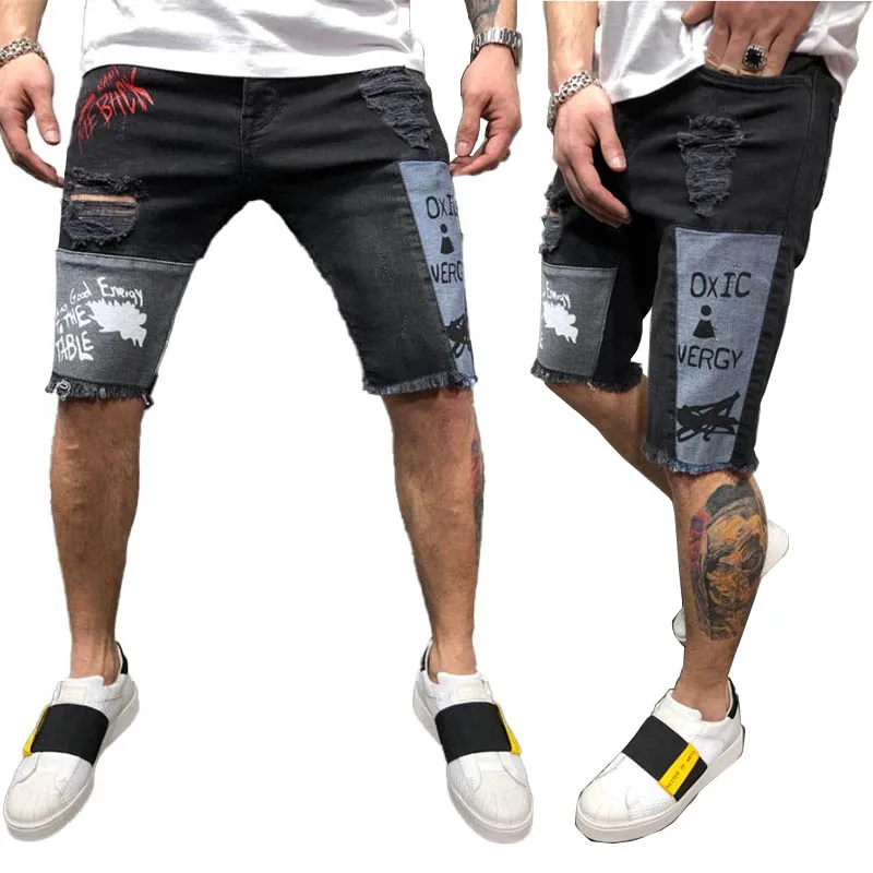 Wholesale custom logo fashion fifth pants casual washed printed denim men's jeans shorts, Black
Wholesale custom logo fashion fifth pants casual washed printed denim men's jeans shorts, Black