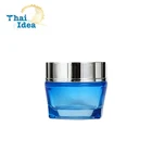 200ml empty luxury silver round cap & blue triangle bottom decorative glass bottle