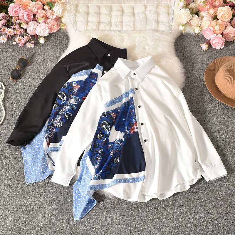 Wholesale 2020 Spring and Autumn New Irregular Loose Casual Ladies Shirt Printing Fashion Button Street Design Ladies Shirt
Wholesale 2020 Spring and Autumn New Irregular Loose Casual Ladies Shirt Printing Fashion Button Street Design Ladies Shirt