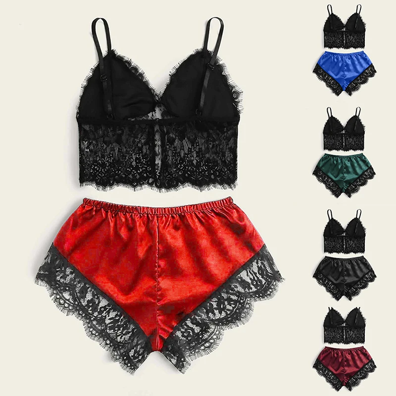 Fashion Comfortable Fit Black Lace Trim Sleep Wear Clothes Women Satin Pajama Set Ladies satin pajamas set, 5 colors
Fashion Comfortable Fit Black Lace Trim Sleep Wear Clothes Women Satin Pajama Set Ladies satin pajamas set, 5 colors