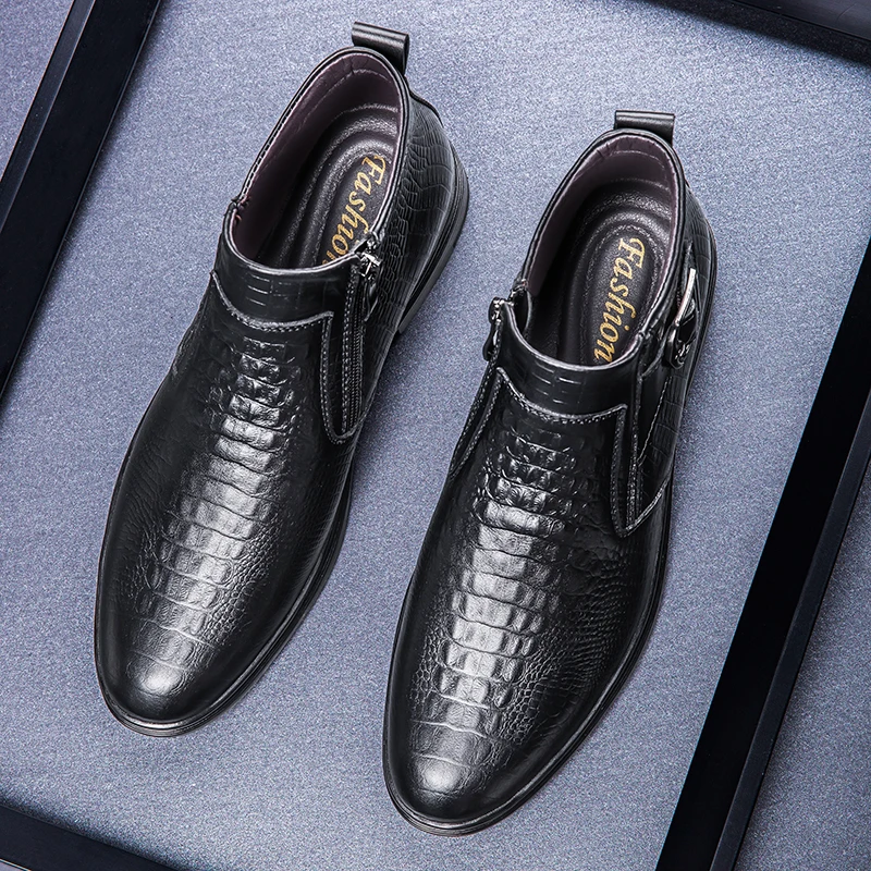 Botas Crocodile Pattern Black Casual Zip Formal Shoes Kasut For Men Leather Boots For Men
Botas Crocodile Pattern Black Casual Zip Formal Shoes Kasut For Men Leather Boots For Men