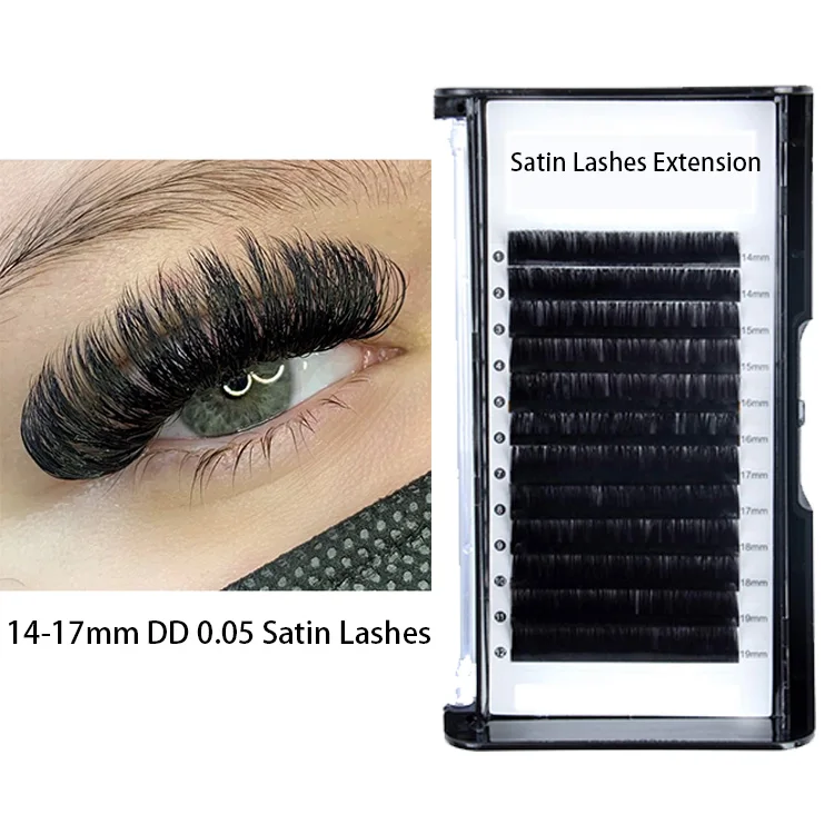 Wholesale 14-17mm DD 0.05 Black Silk Eyelash Extensions Premium Matte Satin Lashes South Korea Extension Vendor, Dark black 
Wholesale 14-17mm DD 0.05 Black Silk Eyelash Extensions Premium Matte Satin Lashes South Korea Extension Vendor, Dark black