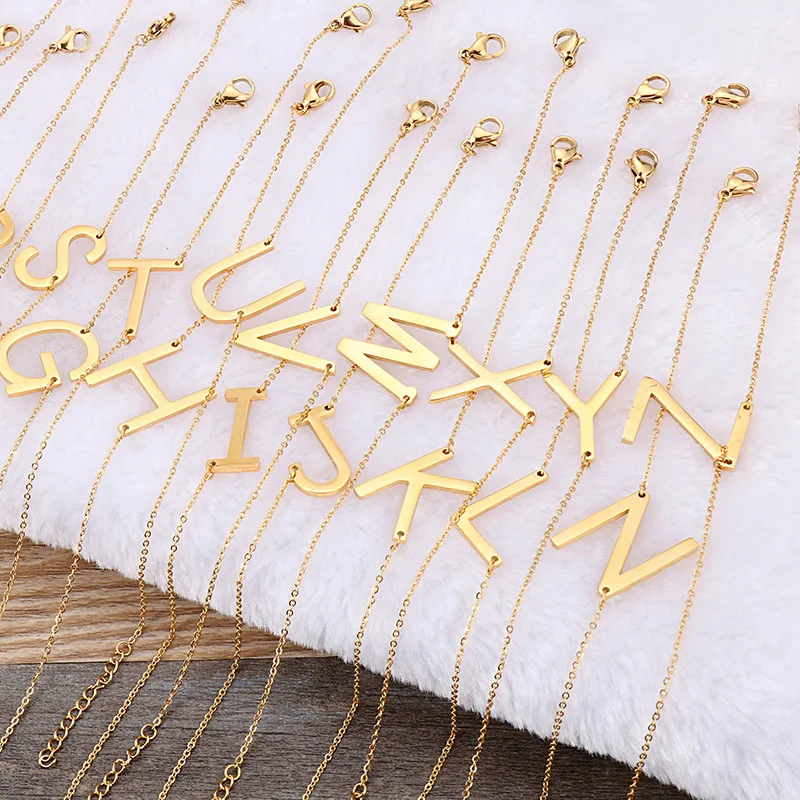 Simple Classic Titanium Stainless Steel Alphabet Bracelet Gold Stainless Steel Initial Bracelet
Simple Classic Titanium Stainless Steel Alphabet Bracelet Gold Stainless Steel Initial Bracelet