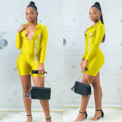 CL-136 Ladies Clothing Digital Printing 2021 Bodycon Jumpsuit Yellow Zipper Casual Jumpsuits for Women, As picture show 
CL-136 Ladies Clothing Digital Printing 2021 Bodycon Jumpsuit Yellow Zipper Casual Jumpsuits for Women, As picture show