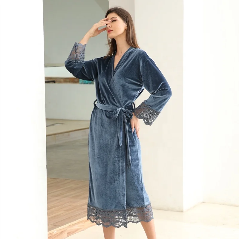 Long Lace velvet Robes and plus size mix size and color night robe 6031, Many colors
Long Lace velvet Robes and plus size mix size and color night robe 6031, Many colors