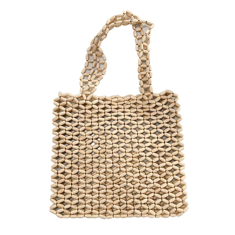 2021New handmade beaded bag women's Korean-style simple twill shoulder handbag with wooden beads decoration square woven bag
2021New handmade beaded bag women's Korean-style simple twill shoulder handbag with wooden beads decoration square woven bag