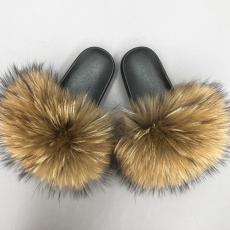 2021 Summer women colorful custom furry real raccoon fur slippers, Customized color
2021 Summer women colorful custom furry real raccoon fur slippers, Customized color
