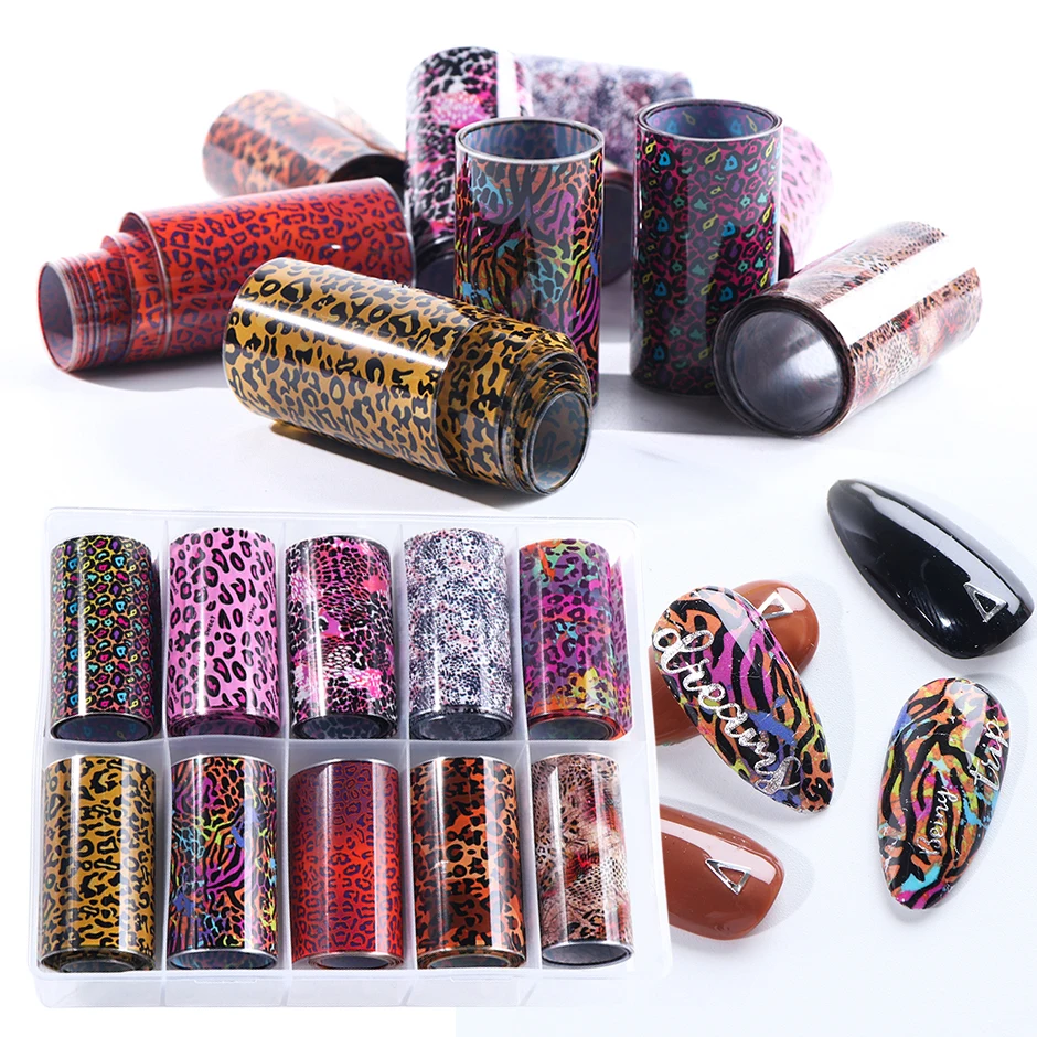 10 Roll/Case Starry Sky Nail Art Transfer Slider Cute Leopard Print Pink Red Yellow Nail Foil Sticker Kit
10 Roll/Case Starry Sky Nail Art Transfer Slider Cute Leopard Print Pink Red Yellow Nail Foil Sticker Kit