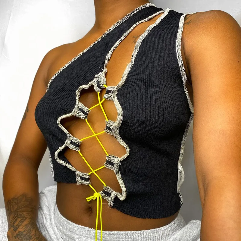 Fashion Sewing Thread New Black Knitted Tank Top Women Clothing Streetwear Ladies Slash Neck Hollow Out Bandage Cami Crop Top
Fashion Sewing Thread New Black Knitted Tank Top Women Clothing Streetwear Ladies Slash Neck Hollow Out Bandage Cami Crop Top
