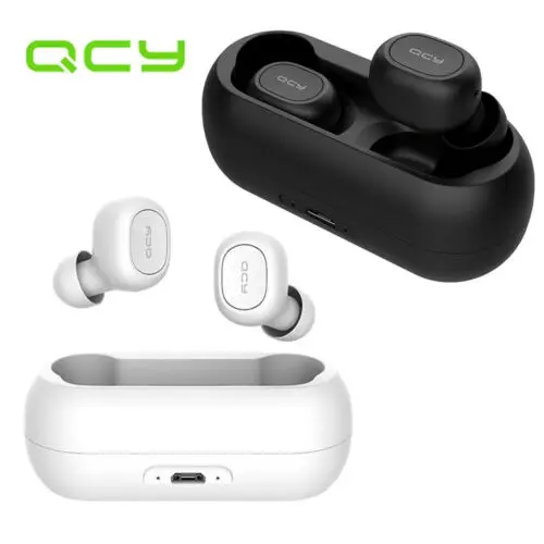 

QCY- QS1 T1C TWS BT V5.0 Headset Sports Wireless Earphones 3D Stereo Earbuds Mini in Ear Dual Microphone With Charging box