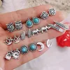 Hot sale retro turquoise set earrings fashion combination earrings jewelry wholesale