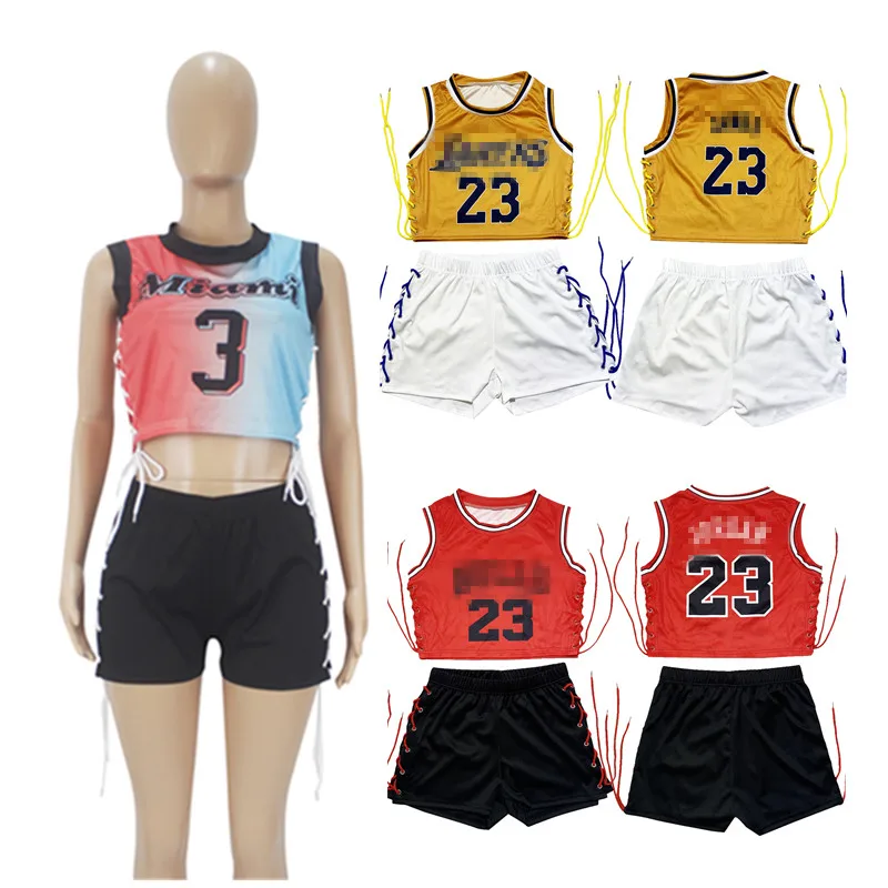 New Summer Plus Size Printed Crop Top Shorts Outfits Basketball Sports 2 Piece Short Jersey Set Clothing For Women
New Summer Plus Size Printed Crop Top Shorts Outfits Basketball Sports 2 Piece Short Jersey Set Clothing For Women