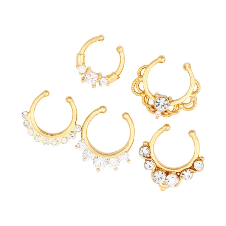 Wholesale Copper Diamond Faux Septum Nose Rings Sexy Hoop Clip Nose Rings Set Non Piercing Jewelry 
Wholesale Copper Diamond Faux Septum Nose Rings Sexy Hoop Clip Nose Rings Set Non Piercing Jewelry