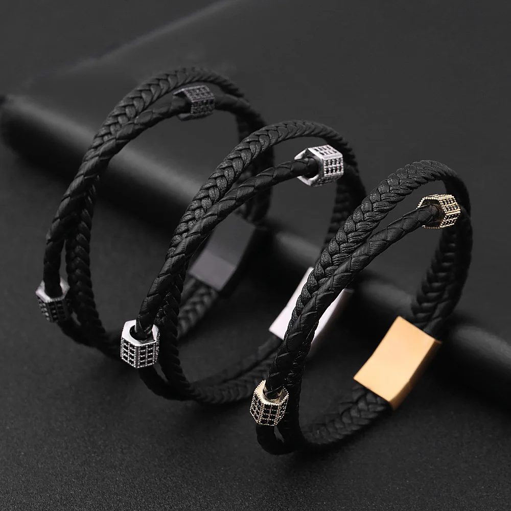 Hot Personalized Multi-Layer Braided Genuine Leather Men's Stainless Steel With CZ Magnetic Clasp Bracelet
Hot Personalized Multi-Layer Braided Genuine Leather Men's Stainless Steel With CZ Magnetic Clasp Bracelet
