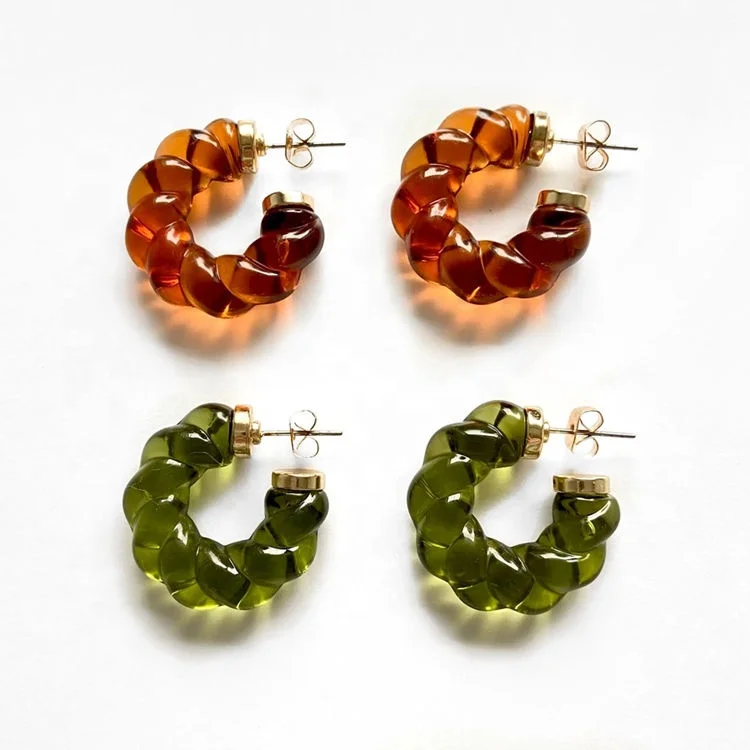 Colorful Summer Jewelry Acrylic Earrings Women Minimalist Chunky Geometric Transparent C Shaped Twisted Resin Hoop Earrings, Gold
Colorful Summer Jewelry Acrylic Earrings Women Minimalist Chunky Geometric Transparent C Shaped Twisted Resin Hoop Earrings, Gold