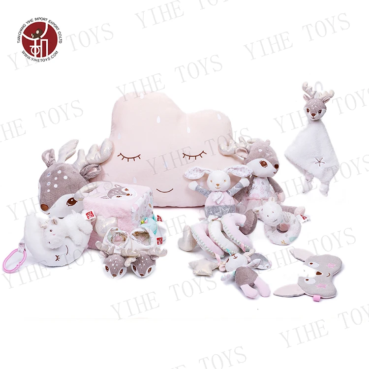 New Trend Custom Embroidery Super Soft Animal Plush Baby Products Pink Elk Series