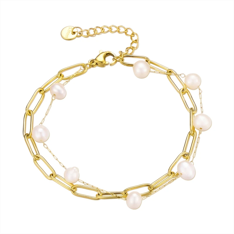 Wholesale Waterproof Jewelry Freshwater Pearl Jewelry Stainless Steel Gold plated Double Layer Bracelet For Women
Wholesale Waterproof Jewelry Freshwater Pearl Jewelry Stainless Steel Gold plated Double Layer Bracelet For Women