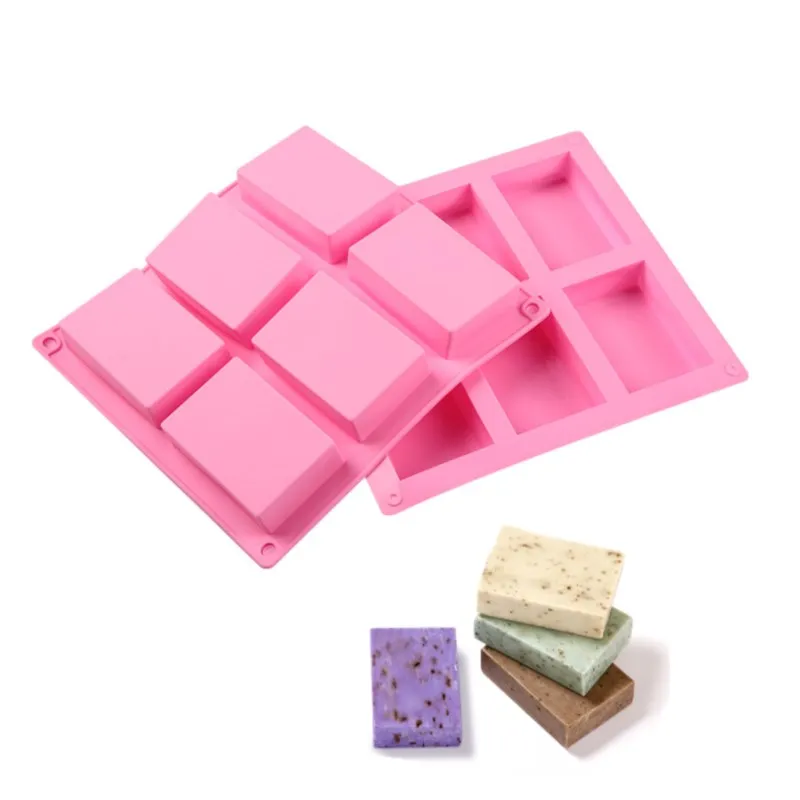 

6 Cavity Rectangle Silicone Soap Mold DIY Making Homemade Cake Mould Handmade Soap Making Mould, Pink