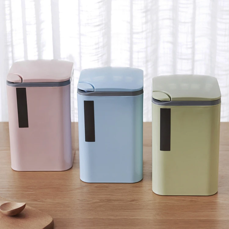Home office plastic waste container storage desktop mini press type plastic trash can, Pink green blue 
Home office plastic waste container storage desktop mini press type plastic trash can, Pink green blue