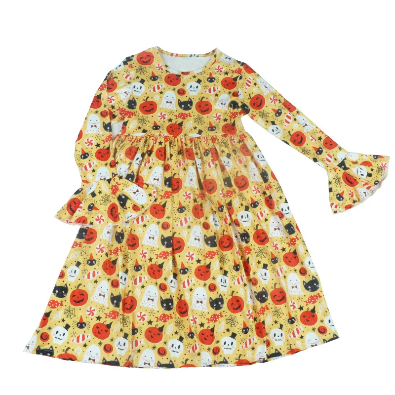Fall children wear little girl dress pumpkin prints skirt for Halloween long sleeve dresses for cute baby girl
Fall children wear little girl dress pumpkin prints skirt for Halloween long sleeve dresses for cute baby girl