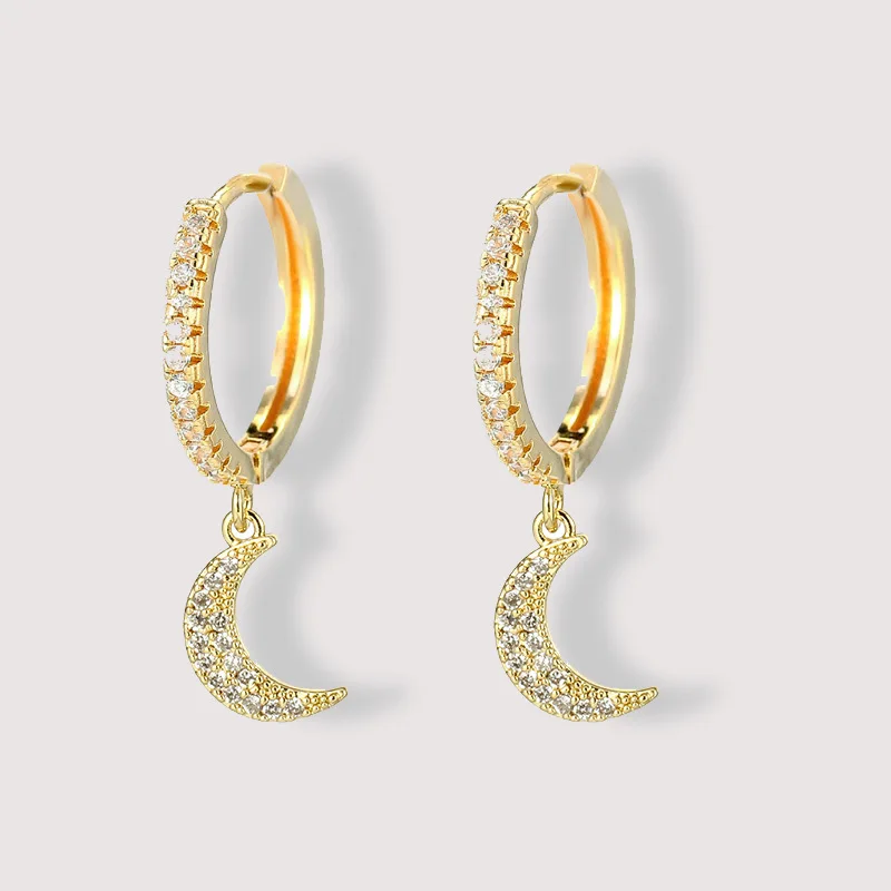 Fashion Hotsale Real Gold Plating Cubic Zircon Moon Drop Earrings Full Cubic Zircon CZ Moon Huggie Earrings
Fashion Hotsale Real Gold Plating Cubic Zircon Moon Drop Earrings Full Cubic Zircon CZ Moon Huggie Earrings