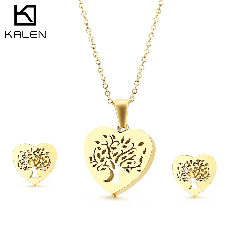 Fashion Gift Party Heart Pendant Necklace Earring Set Stainless Steel Jewelry with Hollow Tree, Gold,sliver
Fashion Gift Party Heart Pendant Necklace Earring Set Stainless Steel Jewelry with Hollow Tree, Gold,sliver