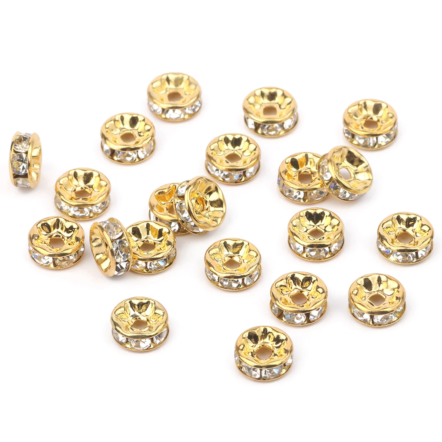 Wholesale 4/6/8/10mm 18K Gold Color Crystal Rhinestone Rondelle Spacer Beads forJewelry Making
Wholesale 4/6/8/10mm 18K Gold Color Crystal Rhinestone Rondelle Spacer Beads forJewelry Making